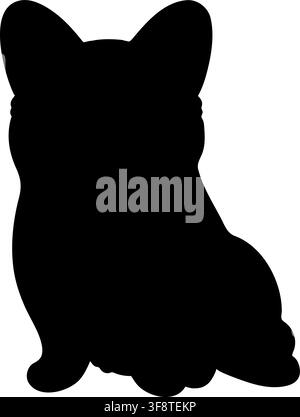 Silhouette simple de Corgi assis de face Illustration de Vecteur