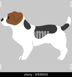 Illustration simple et mignonne d'un Jack Russell Terrier en vue latérale aux couleurs plates Illustration de Vecteur