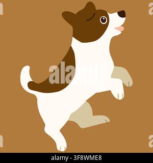 Jack Russell Terrier sautant sur le côté couleur plate Illustration de Vecteur