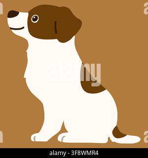 Jack Russell Terrier assis de côté couleur plate Illustration de Vecteur