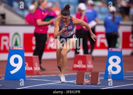 Amy Hunt de Grande-Bretagne et d'Irlande du Nord avant la demi-finale du 200m féminin aux Championnats d'Europe d'athlétisme au Alexander Stadium à Birmingham, Angleterre Credit: SPP Sport Press Photo. /Alamy Live News Banque D'Images
