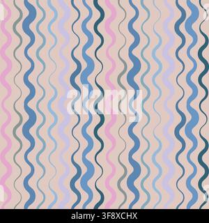 Motif sans couture de lignes ondulées ludiques avec vecteur de style rétro incurvé abstrait pour tissu et papier Illustration de Vecteur