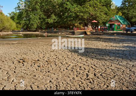 Lac de navigation de Hollow Pond, Leytonstone, Londres, Royaume-Uni, pendant la sécheresse estivale de 2026 Banque D'Images