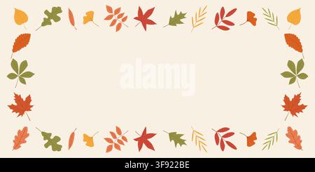 Cadre automnal avec des feuilles colorées sur fond beige. Bordure saisonnière décorative parfaite pour les designs d'automne, les invitations, les affiches et les événements festifs Illustration de Vecteur