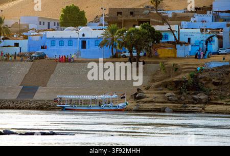 Égypte, Assouan, le village nubien sur le Nil Banque D'Images