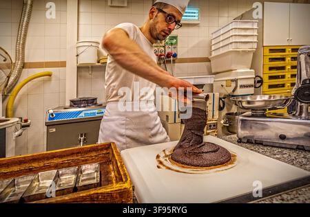 Italie Sicile Modica - Confiserie Bonajuto - Chocolat tempéré Banque D'Images