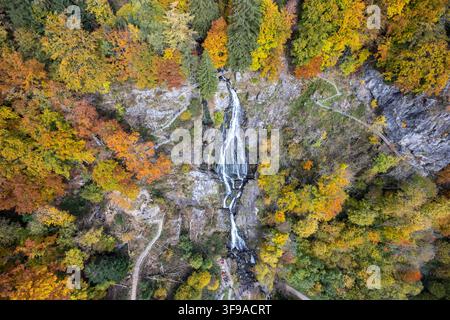 Chutes d'eau de Todtnau cascade à plusieurs niveaux dans la Forêt Noire en automne à Todtnau, Allemagne Banque D'Images