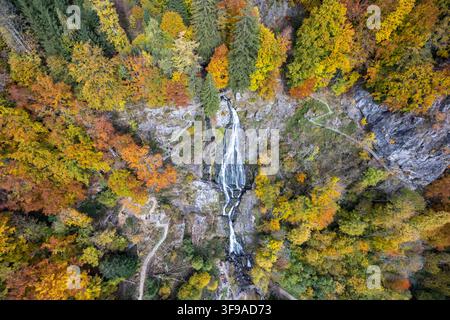 Chutes d'eau de Todtnau cascade à plusieurs niveaux dans la Forêt Noire en automne à Todtnau, Allemagne Banque D'Images