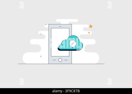 Téléphone mobile avec icône de bouclier éclair pour la sécurité et la protection de l'alimentation Illustration de Vecteur