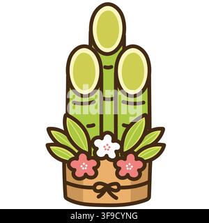Illustration d'une décoration traditionnelle japonaise kadomatsu pour le Nouvel An Illustration de Vecteur