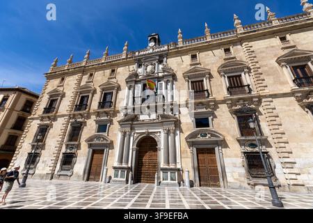 Chancellerie royale de Grenade, Cour suprême d'Andalousie, bâtiment architectural du XVIe siècle, Plaza Nueva, Grenade, Espagne, Europe Banque D'Images