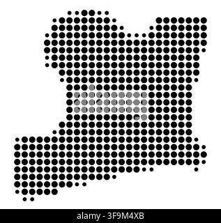 Carte symbolique du district unitaire (ville) d'Aberdeen (Écosse) montrant la zone avec un motif de cercles noirs Illustration de Vecteur