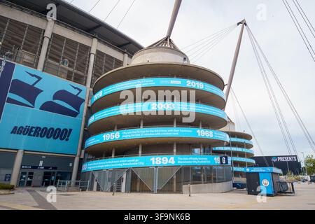 Etihad Stadium  Maison du Manchester CityFootball Club. Vue de l'extérieur du stade.Manchester  Royaume-Uni 15 août 2026 Banque D'Images