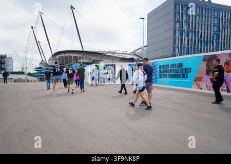 Etihad Stadium  Maison du Manchester City Football Club. Vue de l'extérieur du stade. Manchester Royaume-Uni 15 août 2026 Banque D'Images