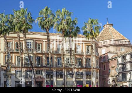MALAGA, ESPAGNE - 27 JANVIER 2020 : architecture dans la vieille ville de Malaga, Andalousie, sud de l'Espagne Banque D'Images