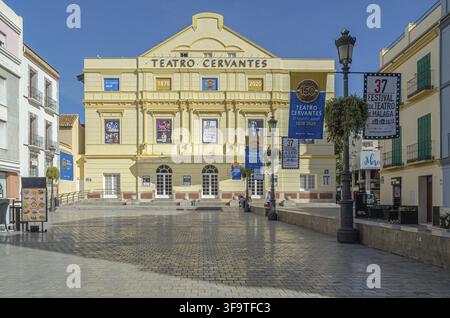 MALAGA, ESPAGNE - 27 JANVIER 2020 : le Théâtre Cervantes de Malaga, Espagne, construit en 1869, inauguré en 1870. Est le lieu principal pour le Malaga Philhar Banque D'Images