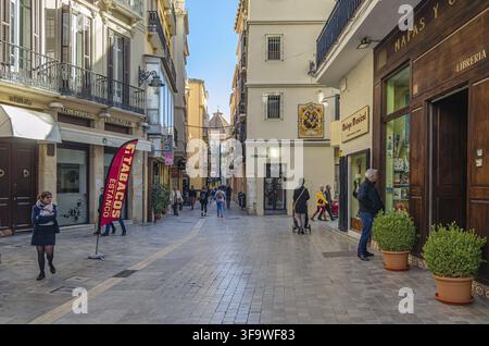MALAGA, ESPAGNE - 27 JANVIER 2020 : architecture dans la vieille ville de Malaga, Andalousie, sud de l'Espagne Banque D'Images