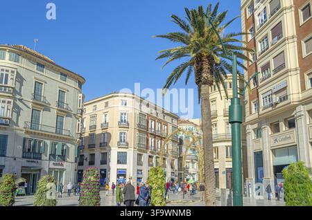 MALAGA, ESPAGNE - 27 JANVIER 2020 : architecture dans la vieille ville de Malaga, Andalousie, sud de l'Espagne Banque D'Images