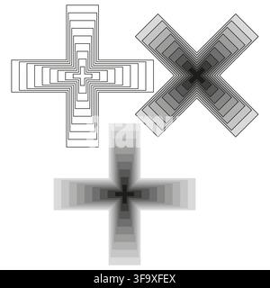 Ensemble vectoriel géométrique en forme de croix plus abstrait représentant un signe de pharmacie médicale. Il représente un logo créatif de soins de santé eps 10 Illustration de Vecteur