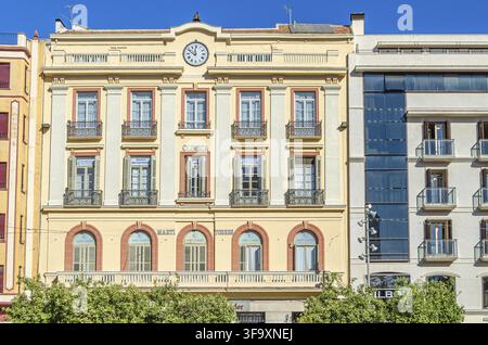 MALAGA, ESPAGNE - 27 JANVIER 2020 : architecture dans la vieille ville de Malaga, Andalousie, sud de l'Espagne Banque D'Images