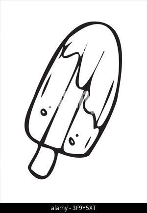 Découpes d’autocollants de cornet de glace Fond blanc, objet unique Illustration de Vecteur