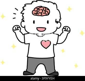 Illustration simple et mignonne d'un homme avec un esprit et un corps sains Illustration de Vecteur