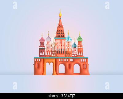 La cathédrale Saint-Basile à Moscou, symbole et icône de la Russie. Belle architecture de bâtiment en illustration vectorielle 3D. Patrimoine de voyage Illustration de Vecteur