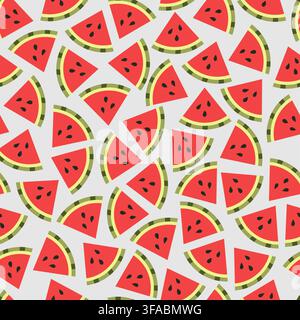 Motif sans couture avec des morceaux de pastèque sur un fond clair. Motif fruité d'été Illustration de Vecteur