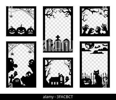 Cadres pour les vacances d'Halloween, modèles pour les réseaux sociaux Illustration de Vecteur