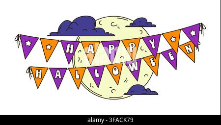 Guirlande groovy avec texte joyeux d'Halloween Illustration de Vecteur
