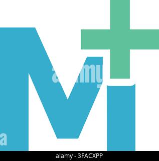 Un logo médical moderne représentant la lettre M combinée à un symbole de croix verte. Illustration de Vecteur