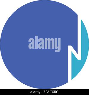 Un design de logo circulaire minimaliste moderne mettant en vedette la lettre N dans des tons de bleu. Illustration de Vecteur