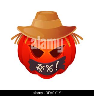Icône de personnage emoji citrouille d'Halloween Illustration de Vecteur