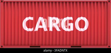 Conteneur de marchandises réaliste en métal ondulé rouge isolé. Fond de conteneur de marchandises latéral. Transport maritime industriel en ligne. Illustration vectorielle Illustration de Vecteur