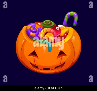 Citrouille seau d'Halloween de dessin animé Illustration de Vecteur