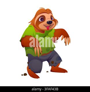 Personnage de paresseux zombie mignon de dessin animé pour Halloween Illustration de Vecteur