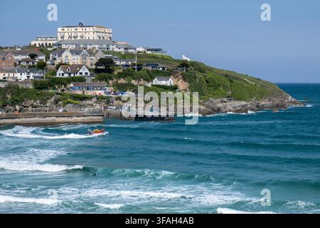 L'entrée du port de Newquay sur la côte de Newquay en Cornouailles au Royaume-Uni. Banque D'Images