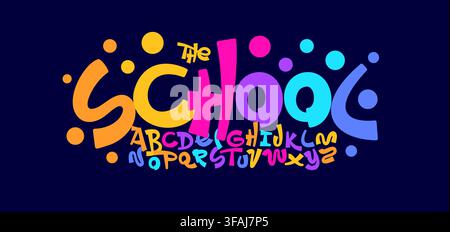 Fun Bouncy font Cartoon logo Alphabet Color Typography Groovy Letter Set, Dancing Typographic Design for Carnival Title, Music Festival Poster Illustration de Vecteur