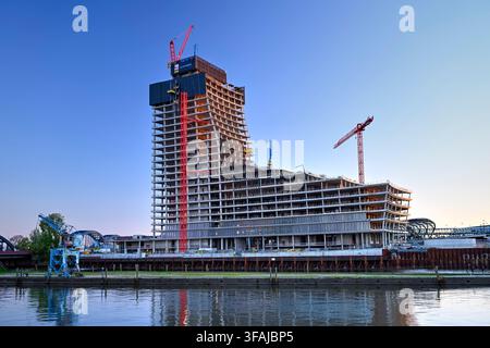 Chantier de construction de l'Elbtower dans la Hafencity de Hambourg, Allemagne Banque D'Images