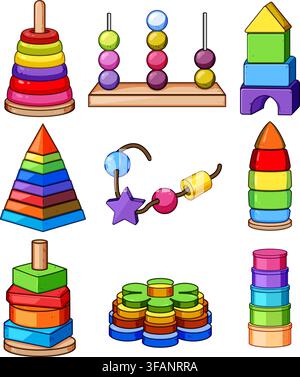 Jouets éducatifs colorés pour le développement précoce des enfants Illustration de Vecteur