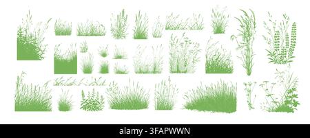 Silhouette d'herbe . Set dessiné à la main. Pas ai, illustration vectorielle. Illustration de Vecteur