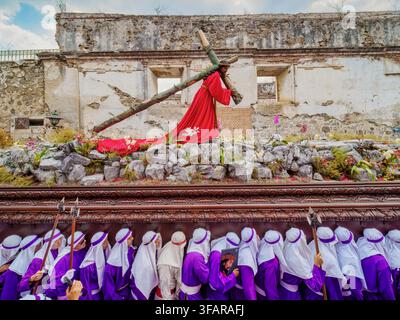 Procession Jesus Nazareno de la Merced, vendredi Saint, Antigua Guatemala, département de Sacatepequez, Guatemala Banque D'Images
