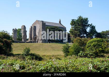 Les ruines de l'historique prieuré bénédictin de Binham Priory, également connu sous le nom de prieuré de St Mary, Royaume-Uni Banque D'Images