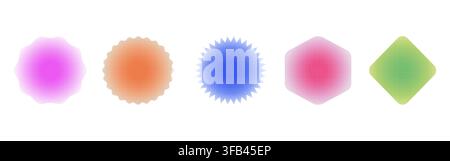 Ensemble d'icônes dégradées de formes géométriques abstraites avec des effets de couleur radiaux flous doux pour un design moderne Illustration de Vecteur