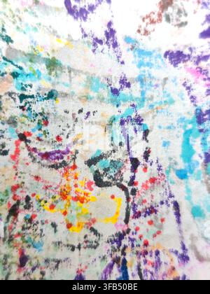Texture abstraite colorée peinte avec des coups de pinceau pastel, des éclaboussures et des motifs artistiques doux. Fond créatif pour le design, le web, la présentation, p Banque D'Images