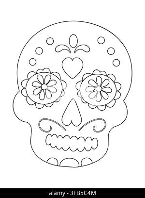 Design complexe de crâne en sucre pour le coloriage créatif et l'expression, parfait pour l'art-thérapie et les célébrations festives Illustration de Vecteur