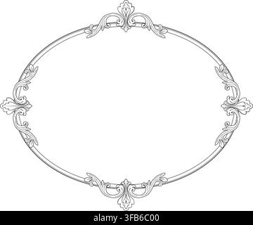 Cadre ornemental vintage avec des accents élégants centrés en haut et en bas, isolés sur blanc. Design vectoriel dessiné à la main pour invitations, monogrammes, certificats Illustration de Vecteur