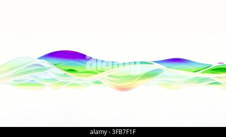 Conception d'élément en verre dégradé de couleur en vague fond rendu 3D Banque D'Images