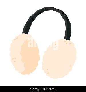 Écouteurs d'hiver en fourrure blanche et douillette Illustration de Vecteur