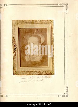 Un portrait d'une femme, identifiée comme Jeann J Albrecht, associée à l'école de Clouet, dans un, un photographe français, tiré d'un ensemble intitulé Bagnères-de-Bigorre qui s'en va par Charles-Louis Frossard, daté entre 1850 et 1895. Banque D'Images